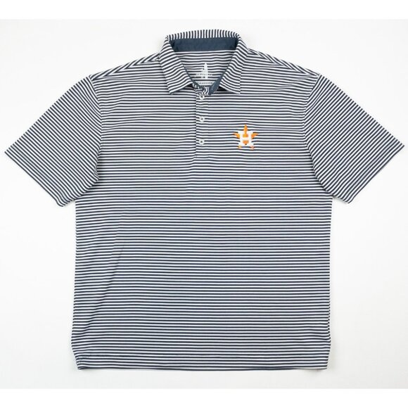 Johnnie-O Houston Astros Polo Shirt Men Medium Striped Prep-Formance Navy Stripe - Picture 2 of 13